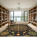 Celestial Starry Mandala with Golden Moons Rug