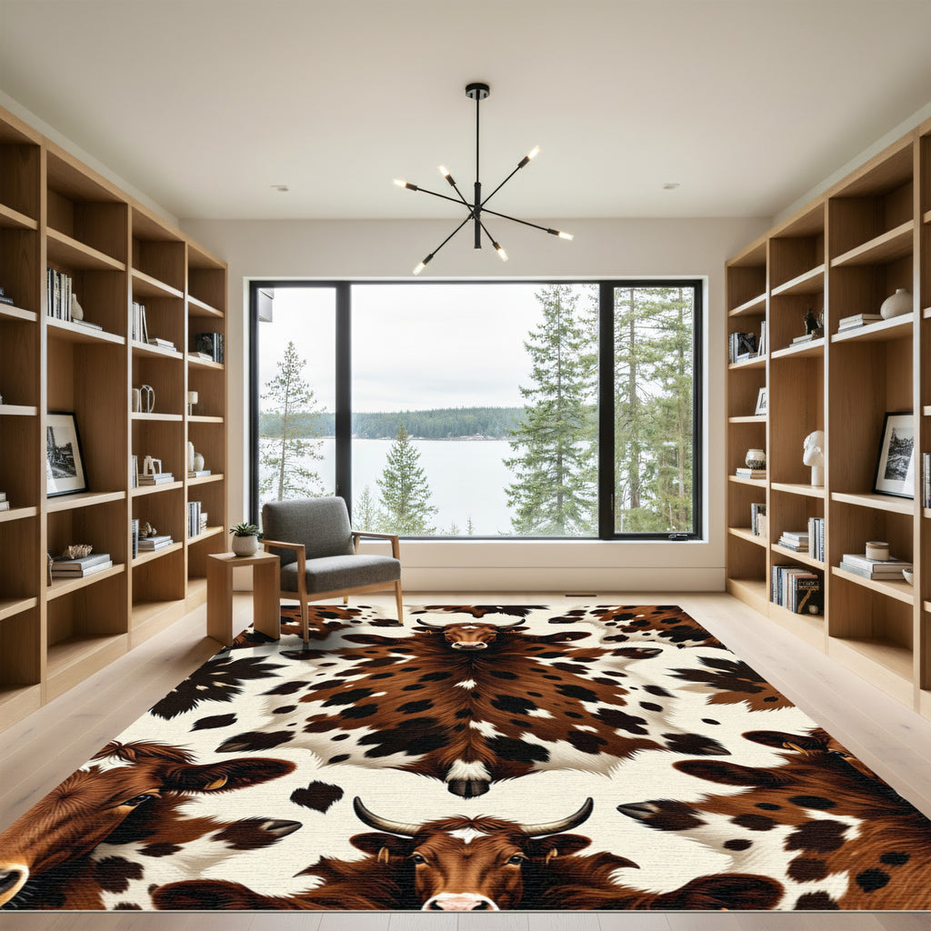 Rustic Brown Speckled Cowhide Farmhouse Rug