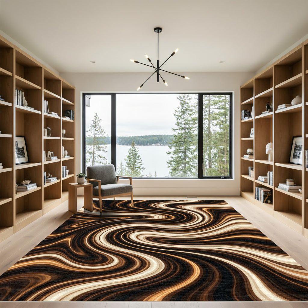 Rich Amber Swirl Marble Rug
