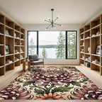 Vintage Mauve Chrysanthemum Floral Arrangement Rug