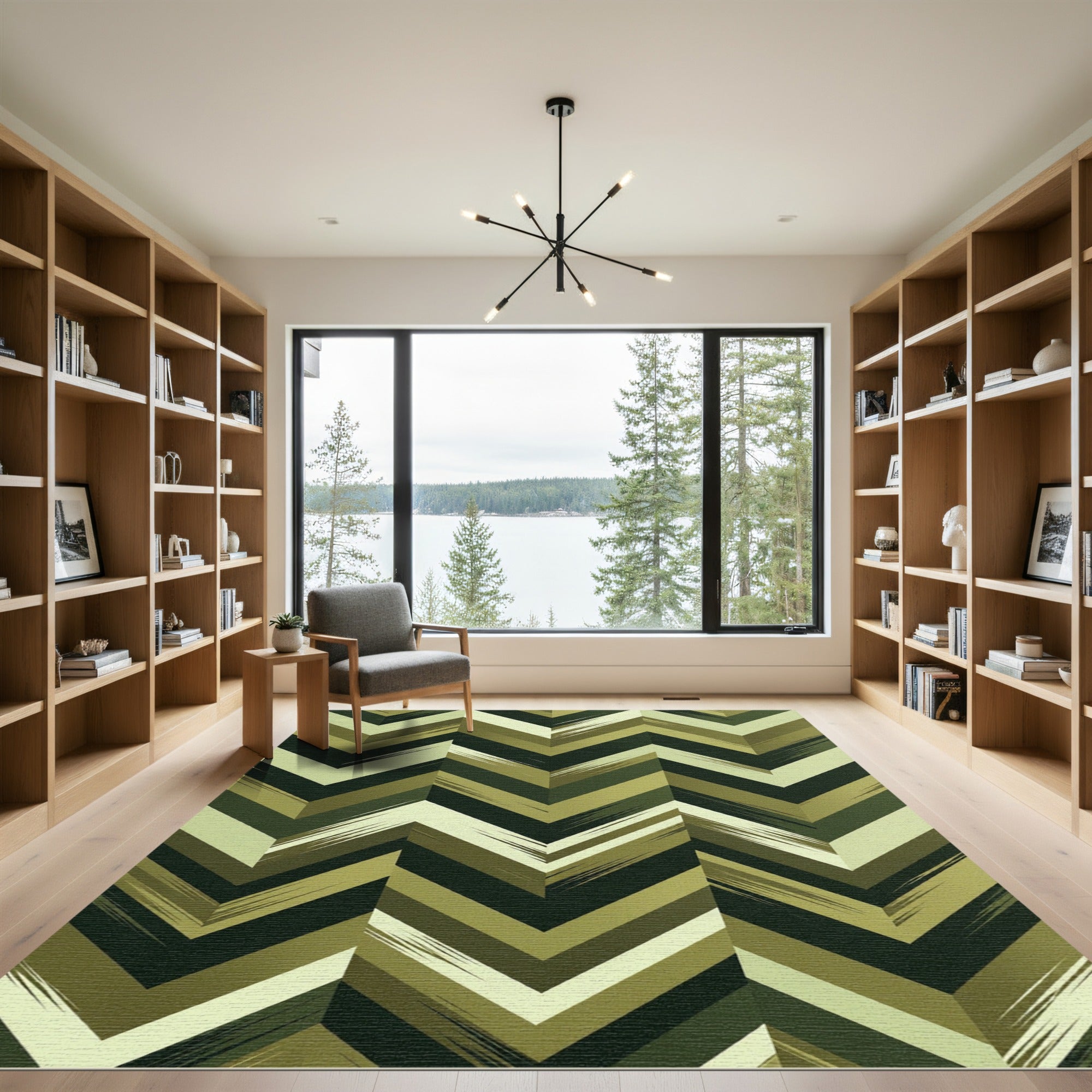 Abstract Earthy Chevron Vibe Rug
