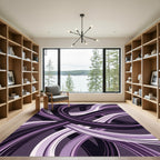 Swirling Purple Abstract Interlocking Waves Rug