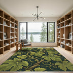 Lush Green Botanical Grape Vine Art Rug