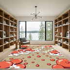 Playful Coral Bubble Pop Abstract Art Rug