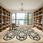 Heraldic Hound Crest Cream Area Decor Rug