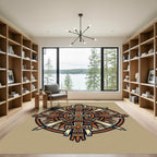 Bronze Orange Cross Sunburst Mandala Rug