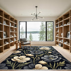 Dark Floral Moonlit Garden Rug