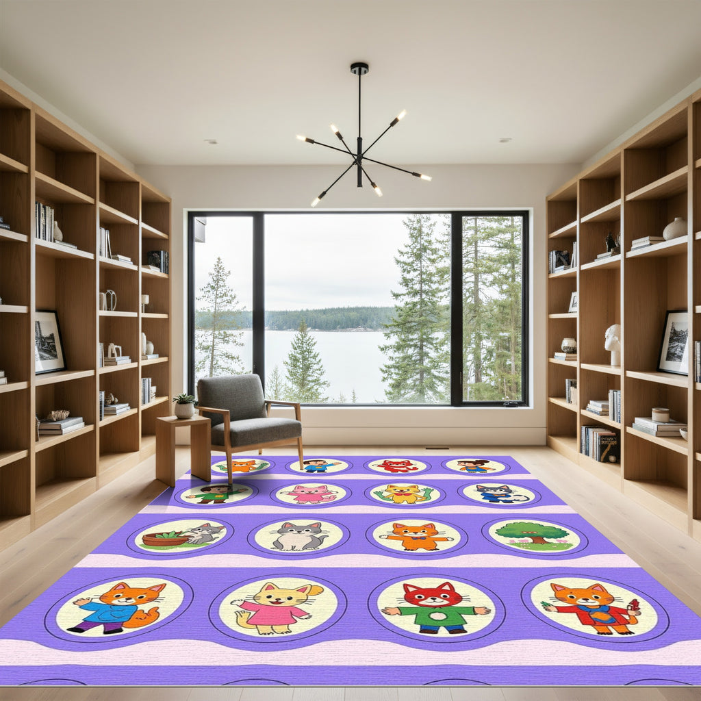 Playful Cartoon Children Animal Collection Rug