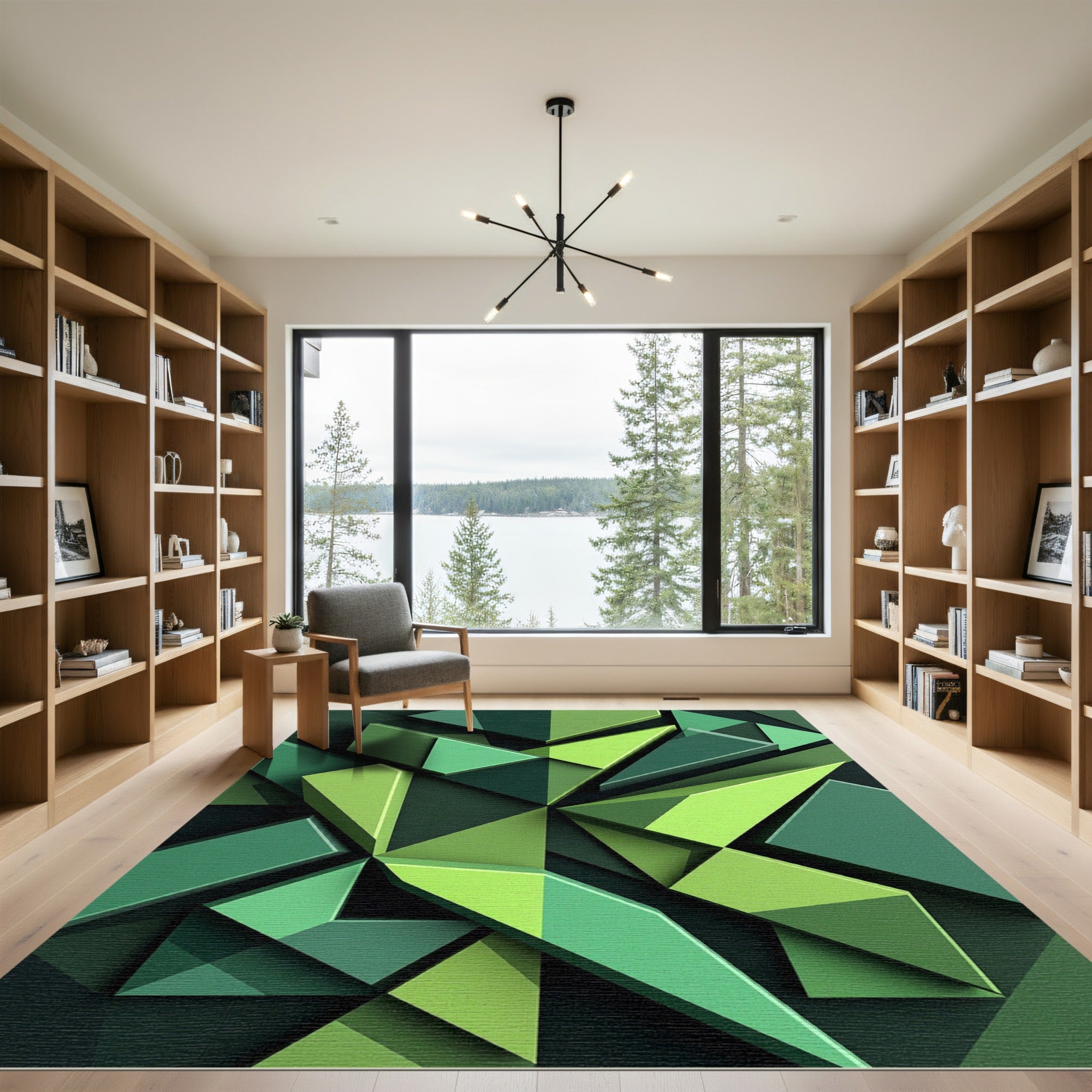 Shades of Green Geometric Prism Rug
