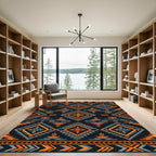 Bold Orange Gray Tribal Diamond Rug