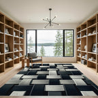 Monochrome Interwoven Black and Gray Woven Rug