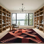 Coral Geometric Escher Staircase Illusion Rug