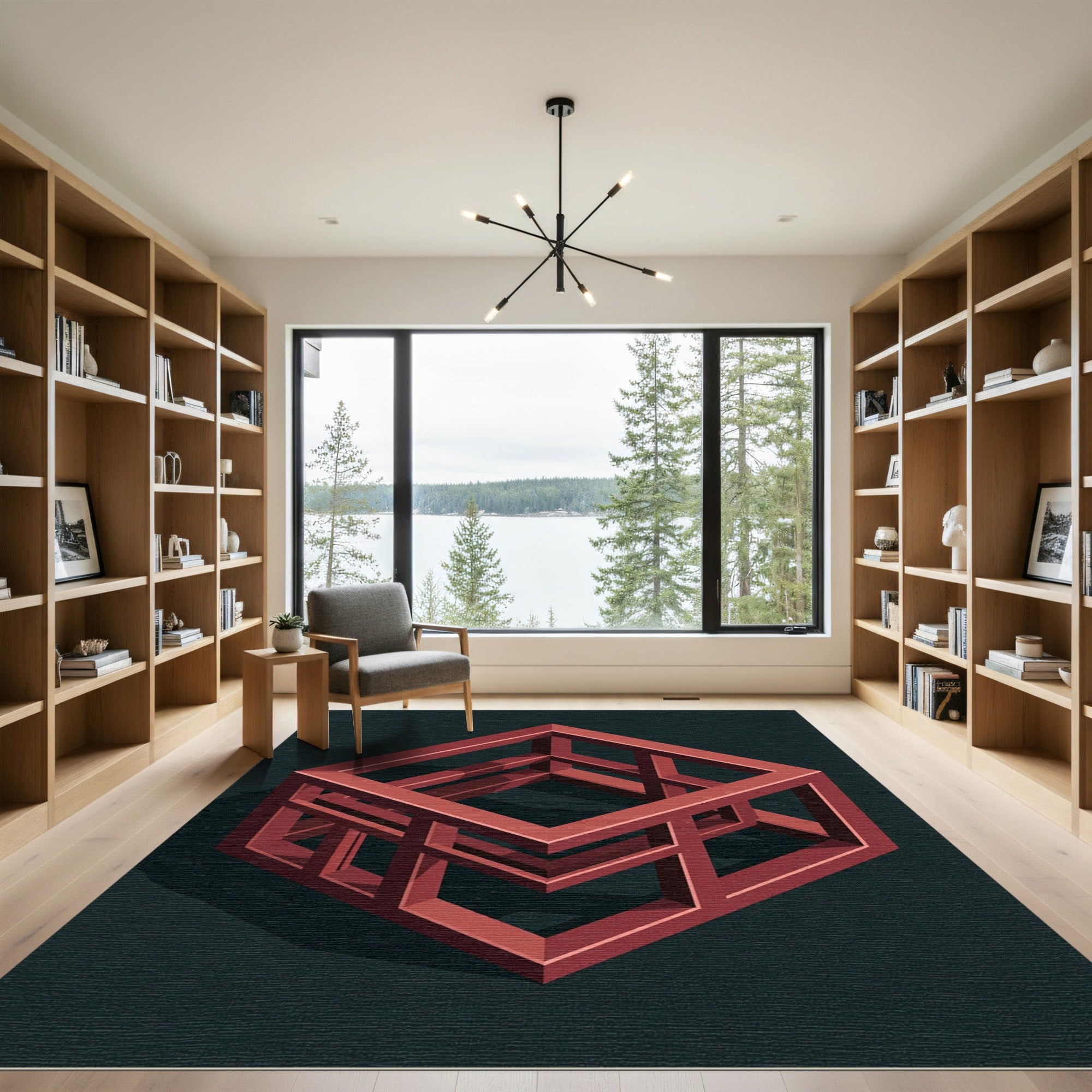 Terracotta Impossible Cube Illusion Rug