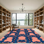 Navy Interlocking Arch Geometric Coral Rug