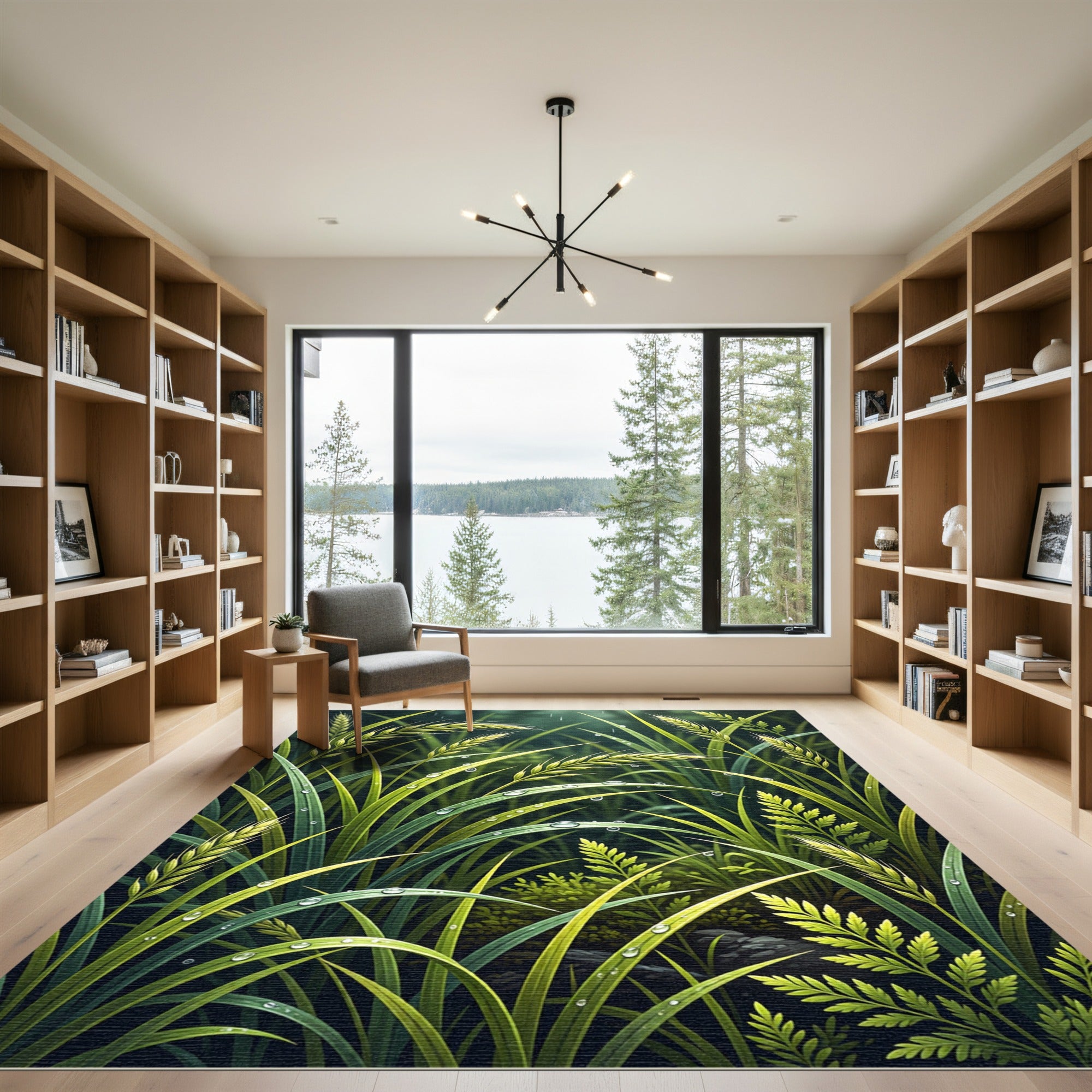 Lush Green Dewy Meadow Grass Rug