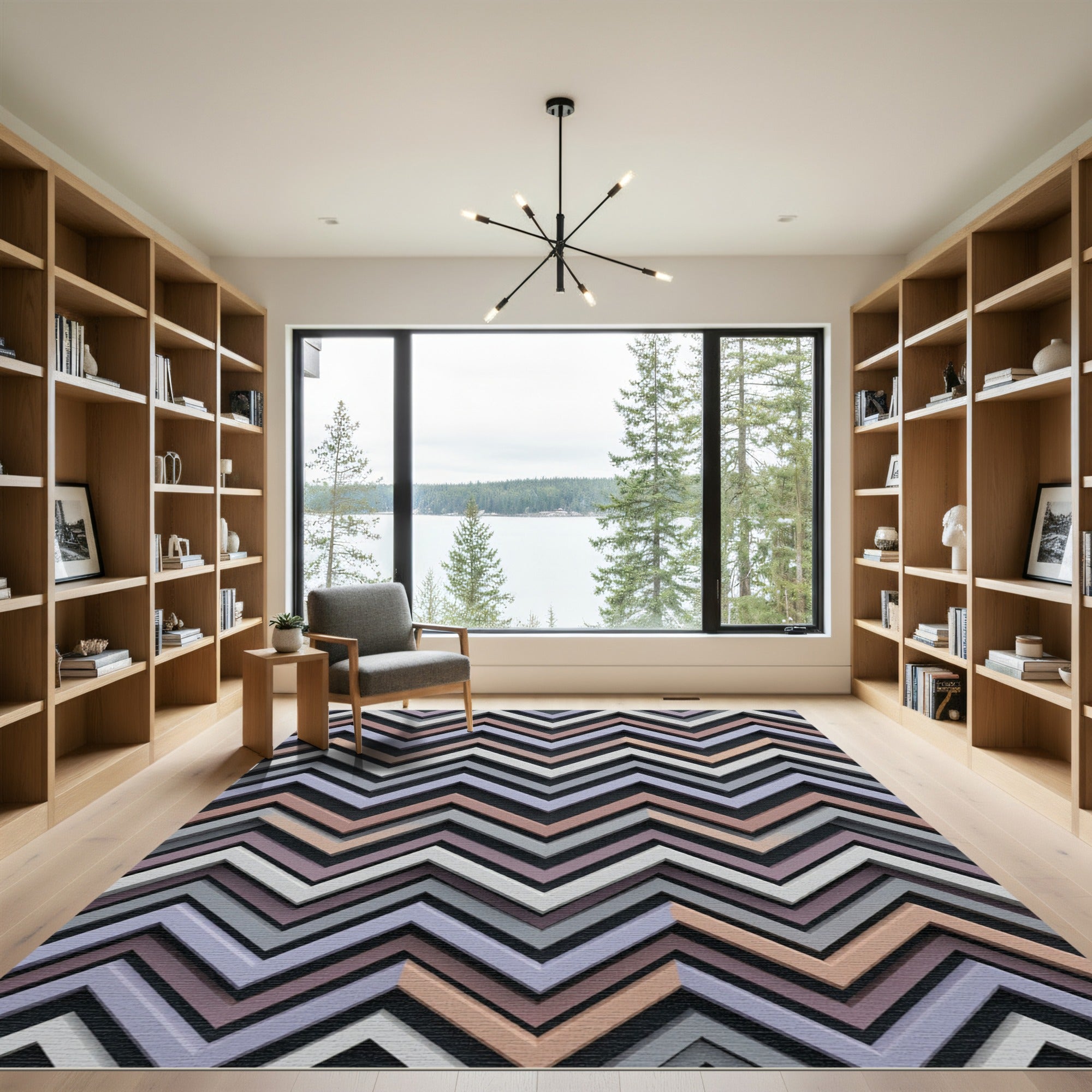 Modern Geometric Pastel Zigzag Chevron Rug