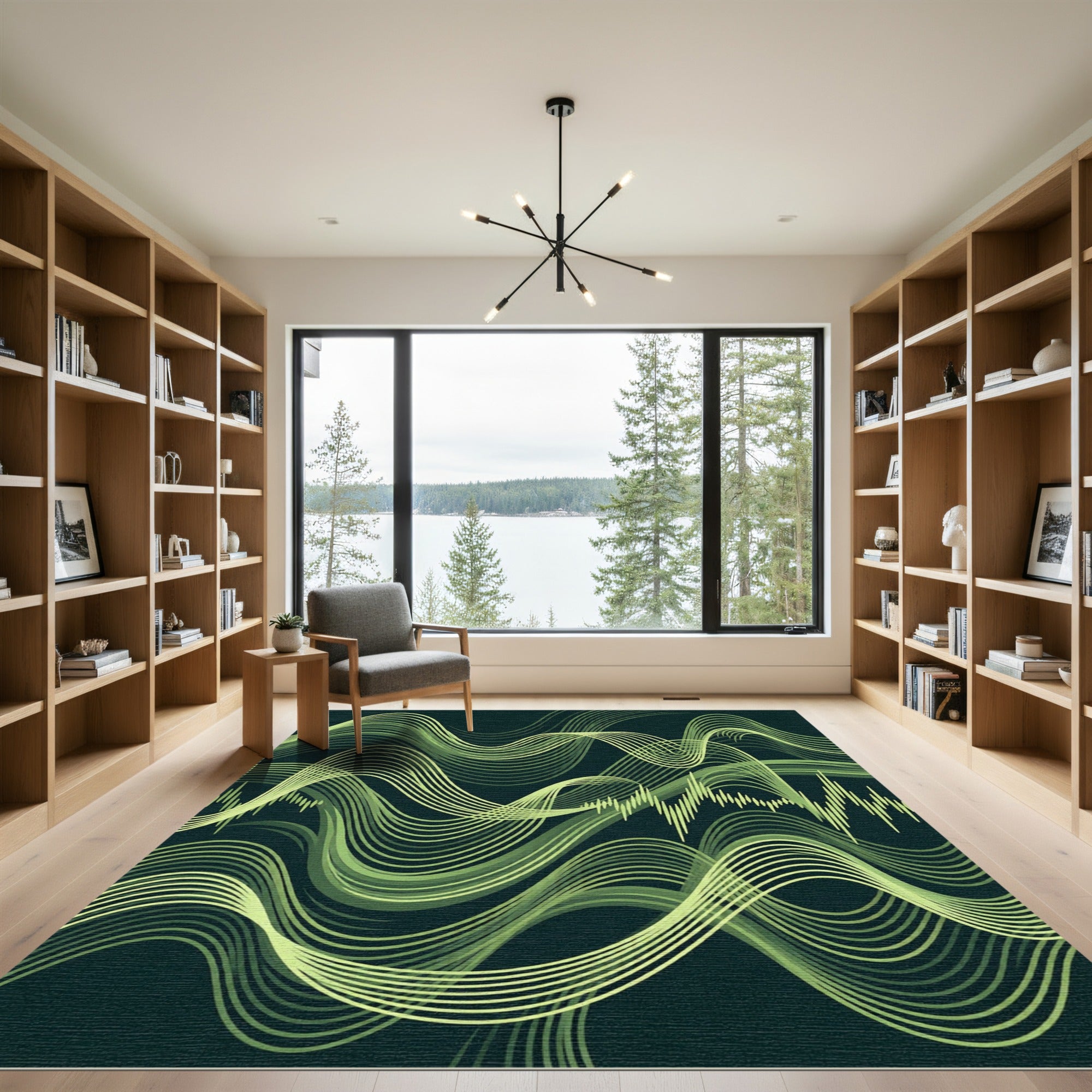 Mint Green Wavy Soundwave Rug