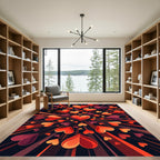 Radiant Crimson Heartburst Abstract Art Rug