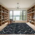 Charcoal Gray Zigzag Chevron Rug