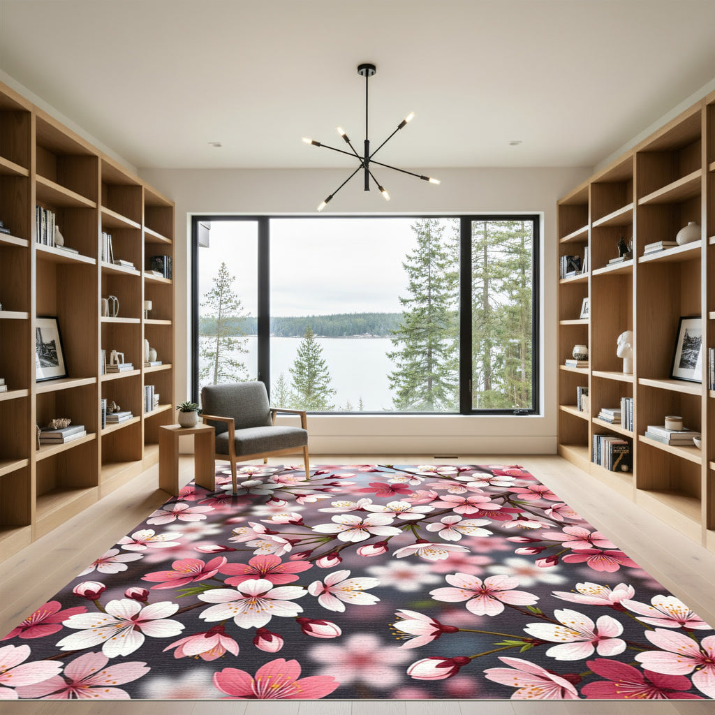 Pink and White Cherry Blossom Branches Rug