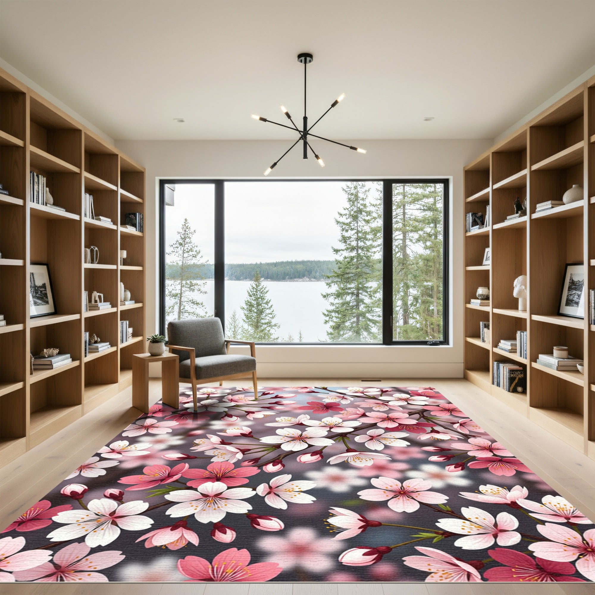 Pink and White Cherry Blossom Branches Rug