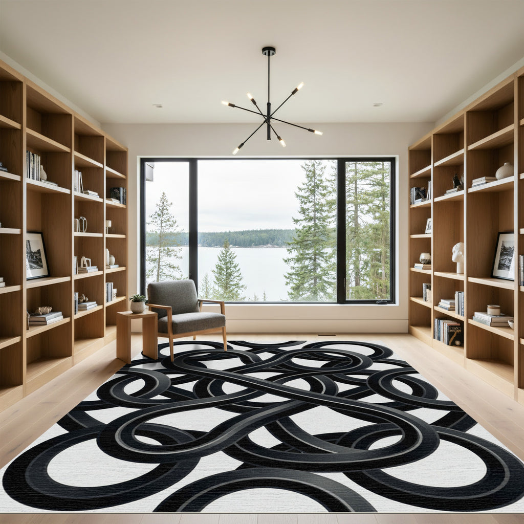 Black Intertwined Infinite Loop Rug