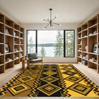 Bold Golden Geometric Tribal Diamond Rug