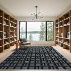 Charcoal Three Dimensional Geometric Block Grid Rug