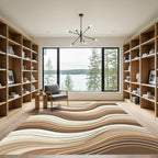 Abstract Earthy Brown Wave Swirl Rug