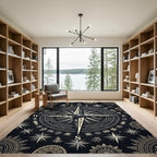 Celestial Golden Compass Ancient Astral Rug