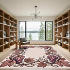 Ornate Brown Grape Vine Border Rug