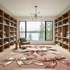 Elegant Dusty Rose Ribbon Garland Rug