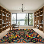 Vibrant Exotic Parrot Mandala Garden Rug