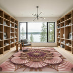 Elegant Rose Gold Fan Medallion Rug