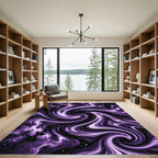 Cosmic Violet Interstellar Swirl Nebula Rug