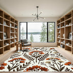 Burnt Orange Wildflower Meadow Floral Rug