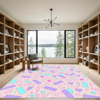 Pastel Confetti Hearts Stars Rectangles Rug