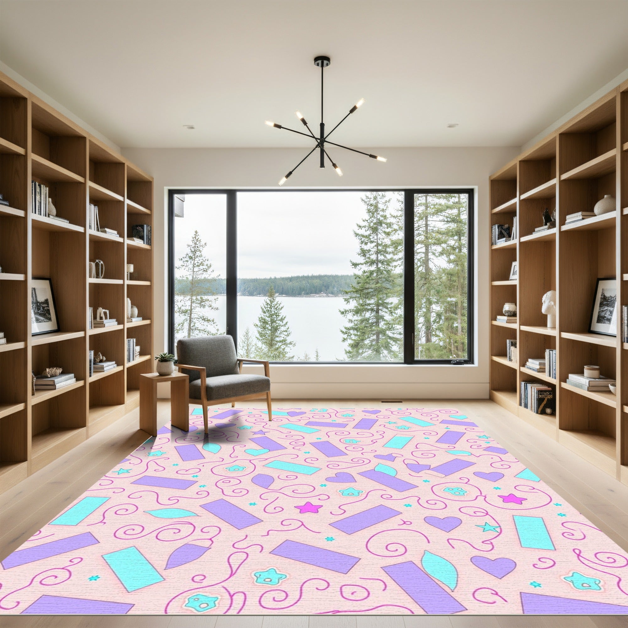 Pastel Confetti Hearts Stars Rectangles Rug
