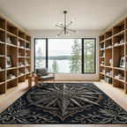 Aged Metallic Compass Star Medallion Rug