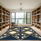 Nautical Blue Tan Braided Diamond Rug