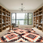 Earthy Terracotta Geometric Abstract Diamond Rug