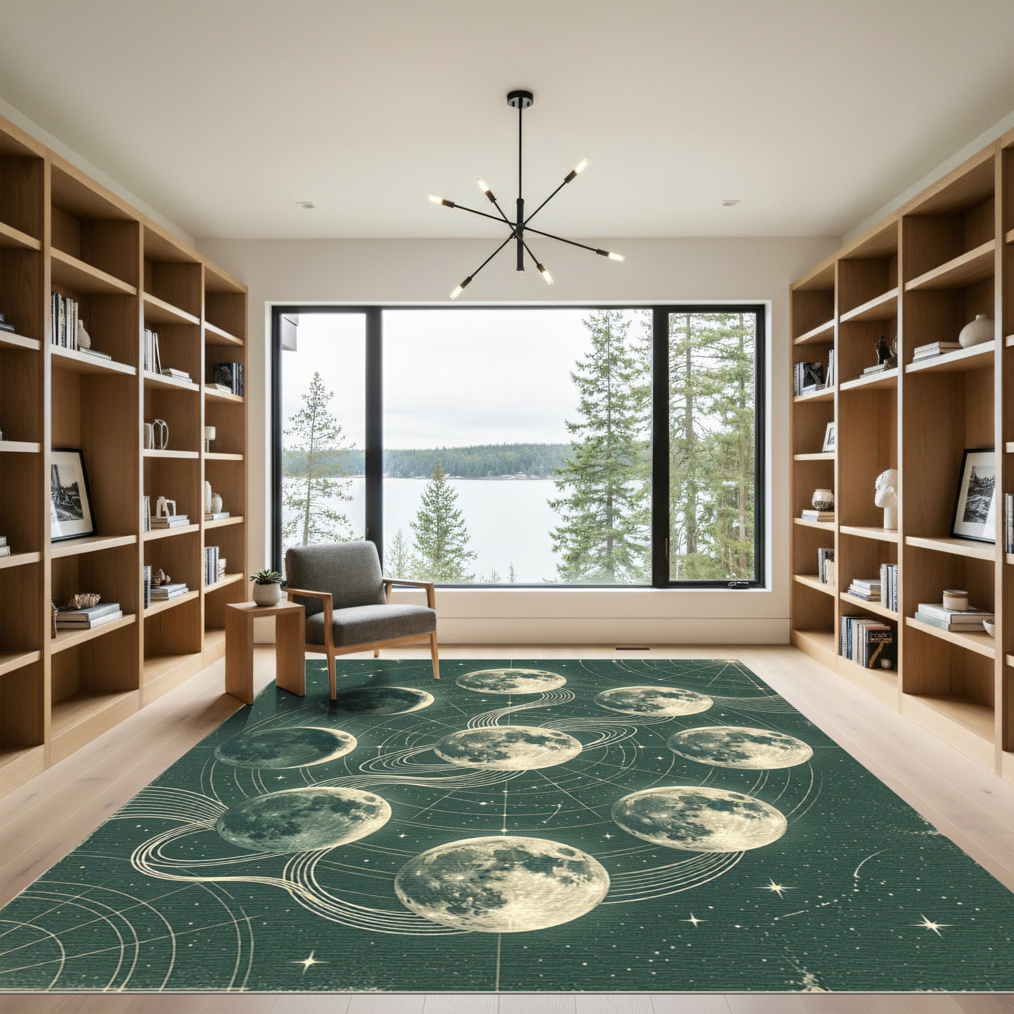 Celestial Moon Phase Stellar Map Rug
