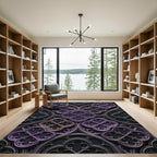 Gothic Violet Quatrefoil Architectural Relief Rug