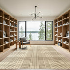 Minimalist Cream Grid Geometric Rug