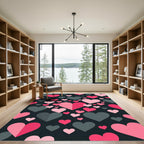 Pink Gray Heart Scatter Rug