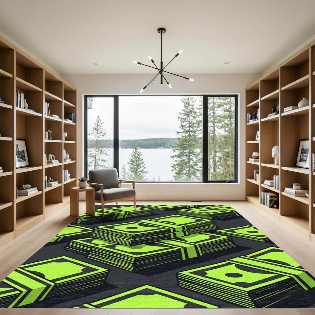 Neon Currency Stack Isometric Pop Rug