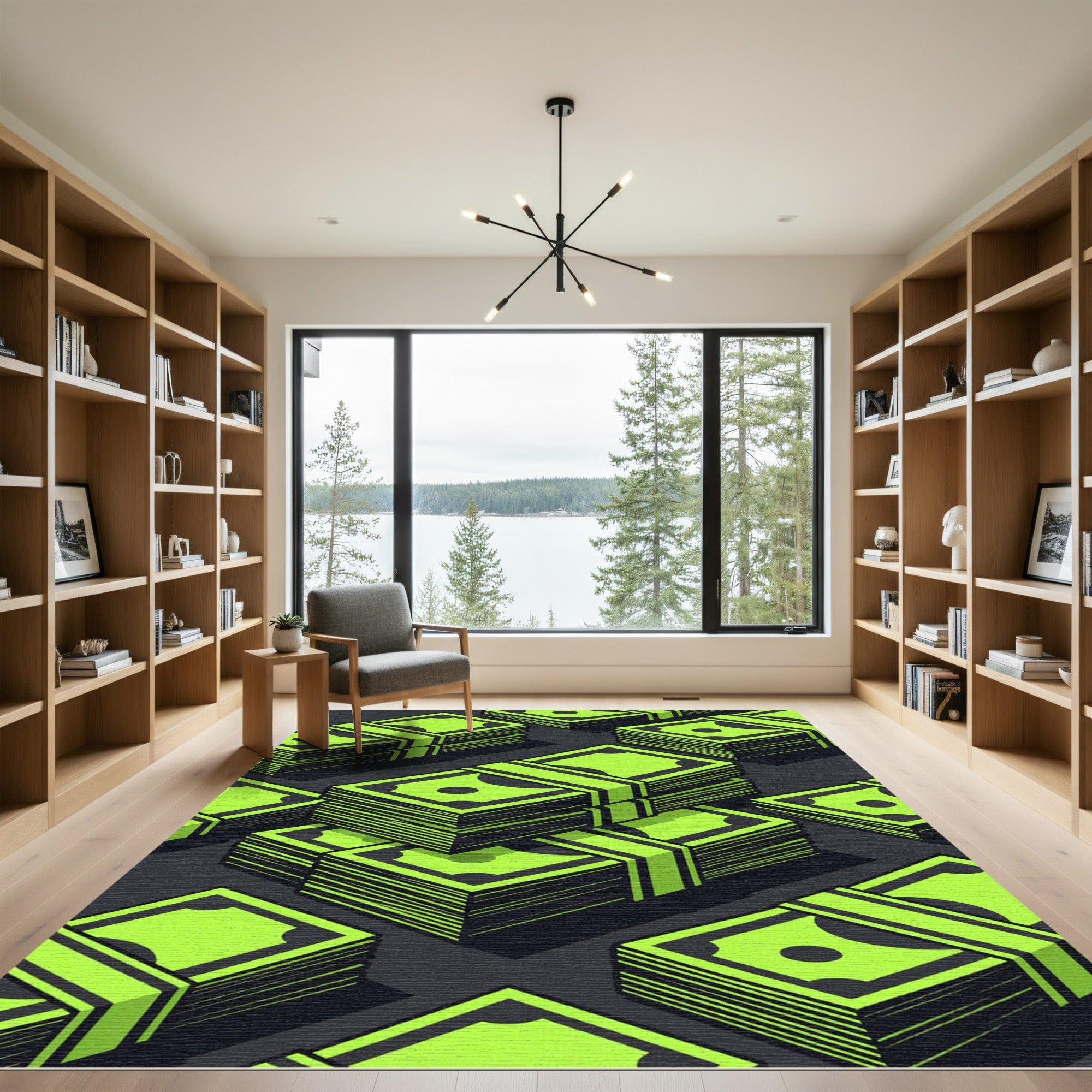 Neon Currency Stack Isometric Pop Rug