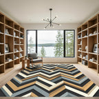 Modern Geometric Chevron Interlocking Neutrals Rug
