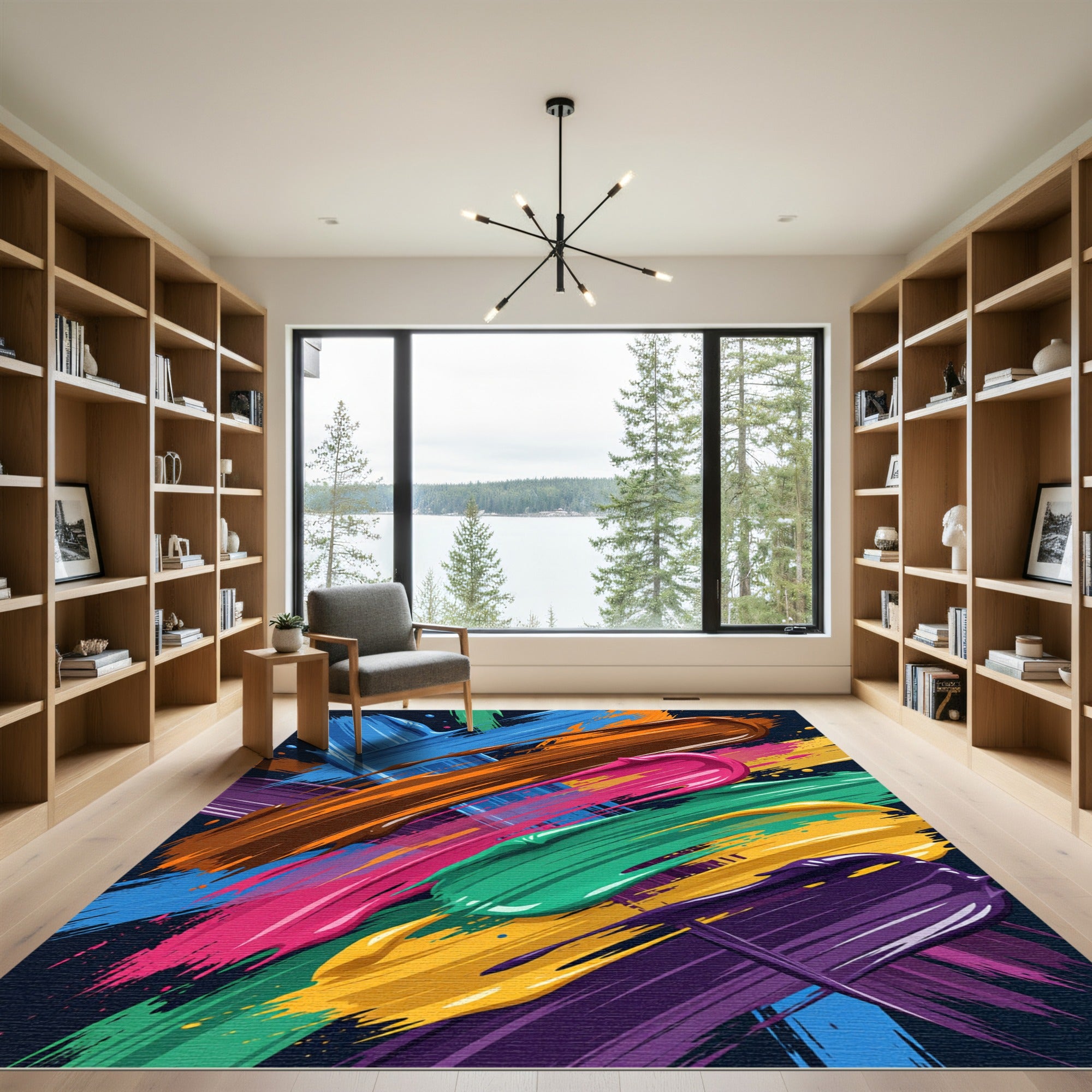 Vibrant Multi Color Abstract Painted Stroke Rug