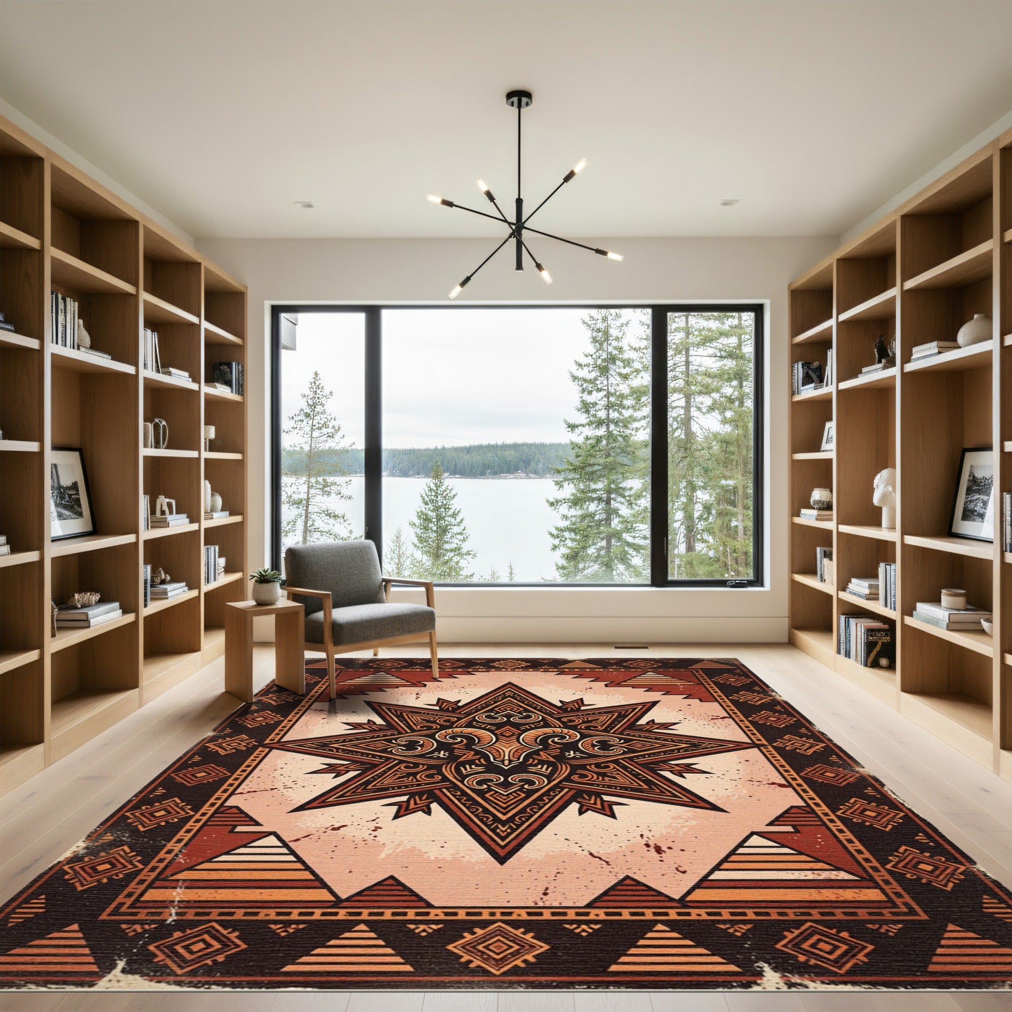 Geometric Terracotta Ram Star Art Rug